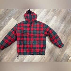 Vintage!! 1990’s Women’s GAP Red Plaid Puffer Hooded Jacket Size Large